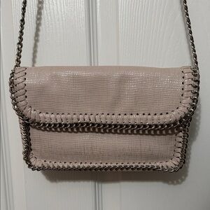 Sondra Roberts Beige Crossbody Bag with Chain Detail